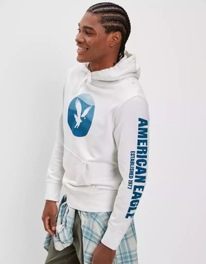 Sweat à Capuche American Eagle AE Bonfire Fleece Graphique Blanche Homme | RQI-21295749